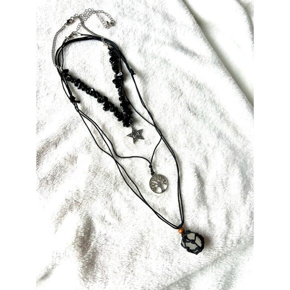 Tree of Life Black Onyx + Quartz 3 Necklace Set! - Picture 2 of 4